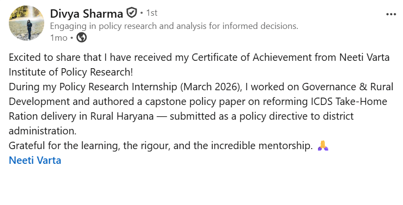 Neeti Varta LinkedIn Testimonial 5